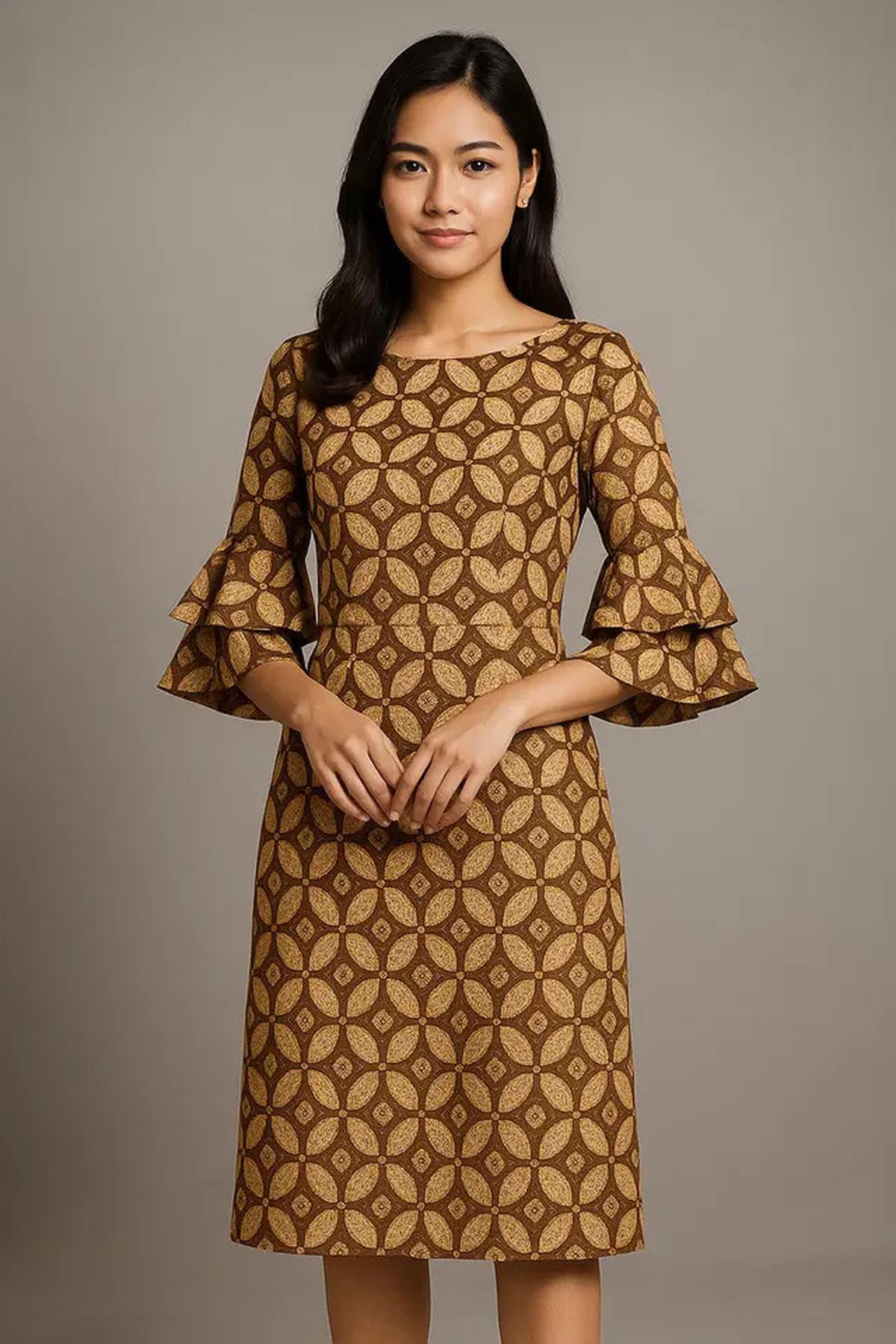 7 Model Baju Batik Lengan Lonceng Dua Tingkat Motif Kawung Modern, Anggun dan Elegan