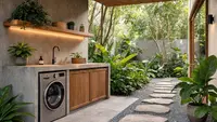 8 Desain Tempat Cuci Outdoor yang Menyatu dengan Taman, Ide Estetis Kekinian