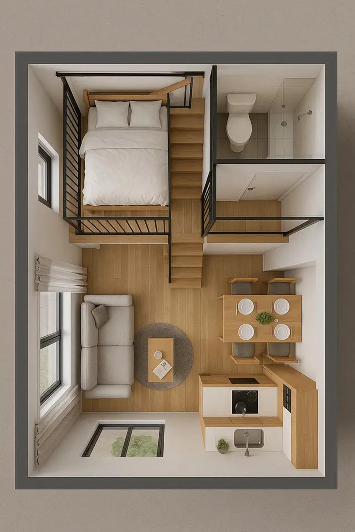 6 Inspirasi Desain Rumah 5x5 Meter dengan 1 Kamar Tidur