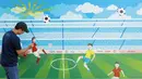 <p>Warga menyelesaikan pembuatan mural bertema Piala Dunia 2022 di Perum Depok Maharaja Blok M1 Cluster Cemara, Rangkapan Jaya, Depok, Jawa Barat, Minggu (30/10/2022). (Bola.com/M Iqbal Ichsan)</p>