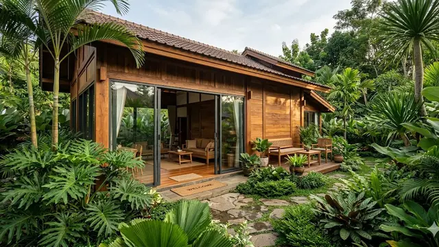 Inspirasi Rumah Kampung Modern Elegan dengan Taman Depan Luas