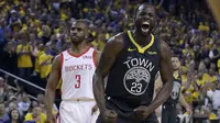 Selebrasi Draymond Green saat Warriors menang atas Rockets pada lanjutan NBA (AP)