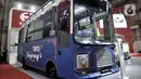 Tampilan luar Bus Rapid Trans (BRT) Tangerang Ayo (Tayo) saat dipamerkan pada GIICOMVEC 2020 di JCC Senayan, Jakarta, Minggu (8/3/2020). Angkutan baru warga Tangerang tersebut menjadi daya tarik pengunjung karena unik dan mirip dengan tokoh animasi. (merdeka.com/Iqbal Nugroho)
