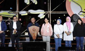 Gubernur DKI Jakarta Pramono Anung saat menghadiri acara malam Tahun Baru bertema 'Jakarta Global City: From Jakarta with Love' di Bundaran HI, Jakarta Pusat, pada Rabu 31 Desember 2025. (Foto: Dok. Pemprov DKI Jakarta).