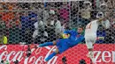 Pemain Maroko Ismael Saibari mencetak gol kemenangan dari titik penalti selama pertandingan sepak bola babak 32 Piala Dunia antara Belanda dan Maroko di Guadalupe, dekat Monterrey, Meksiko, Meksiko, Senin (29/06/2026). (AP Photo/Ricardo Mazalan)