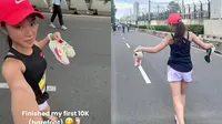 7 Momen Nabilah Adik Leon Dozan Ikut Event Lari Tanpa Alas Kaki
