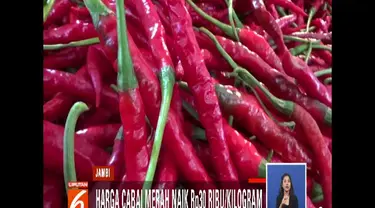 Kenaikan harga dipicu karena kurangnya pasokan cabai merah dari Kabupaten Kerinci.