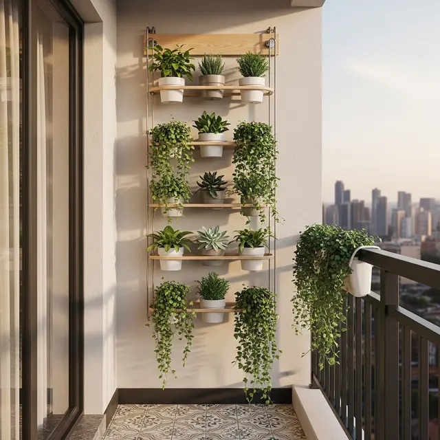 Model Rak Tanaman untuk Balkon Sempit (AI Generated)