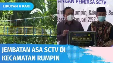 Menyambung asa bagi warga dari dua desa di Kecamatan Rumpin, Kabupaten Bogor, Ketua Umum Yayasan Pundi Amal Peduli Kasih SCTV-Indosiar, Imam Sudjarwo meresmikan pembangunan Jembatan Asa SCTV. Biaya pembangunan berasal dari dana CSR perusahaan dan sum...