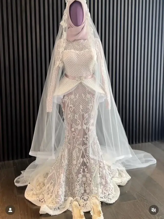 6 Potret Detail Busana dan Makeup Dine Mutiara, Istri Sahrul Gunawan di Hari Pernikahan