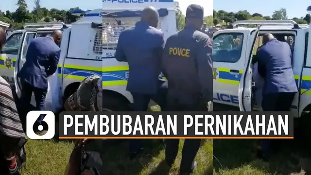 Polisi langsung menggelandang pasangan yang masih memakai baju pengantin itu ke kantor polisi.