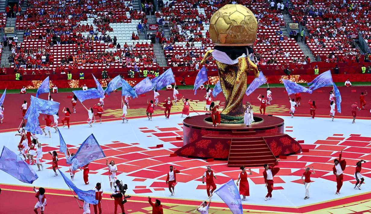 Upacara pembukaan Piala Dunia 2026 Kanada yang berlangsung pada Sabtu (13/06/2026) dini hari WIB diwarnai sedikit insiden. (AP Photo/Canadian Press/Sammy Kogan)