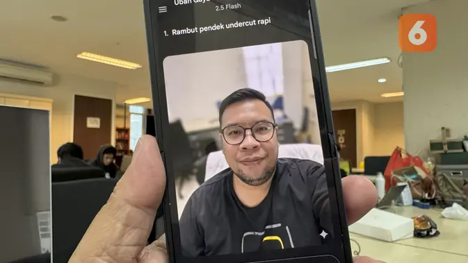 <p>Ubah gaya rambut pakai Gemini Nano Banana di Galaxy Z Flip7. (Liputan6.com/ Yuslianson)</p>