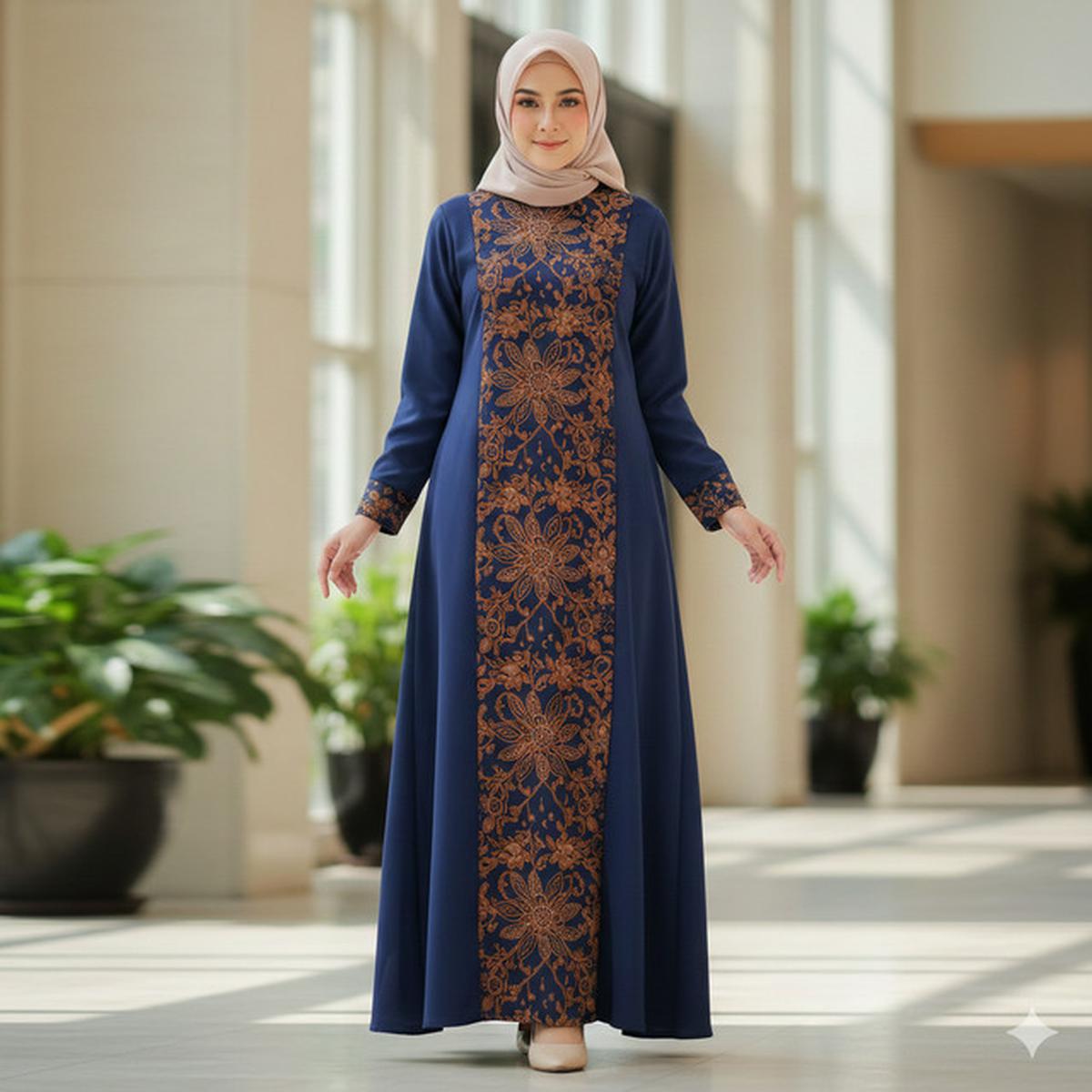7 Model Gamis Batik Kombinasi Kain Polos Terbaru, Tampil Elegan tanpa Terlihat Ramai