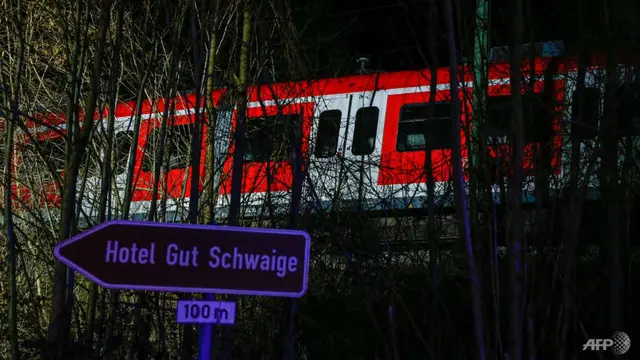 Lokasi kecelakaan kereta komuter S-bahn di mana 1 orang tewas dan lebih dari 10 terluka dalam tabrakan antara dua kereta pinggiran kota di Schaeftlarn di distrik Munich, Jerman selatan pada 14 Februari 2022. (Foto: AFP/Michaela Rehle)