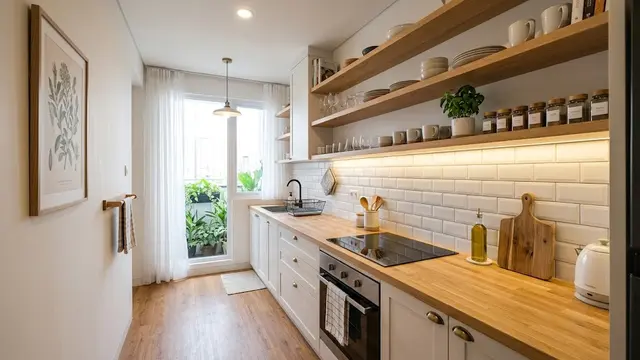 Desain Dapur Kecil dengan Rak Terbuka