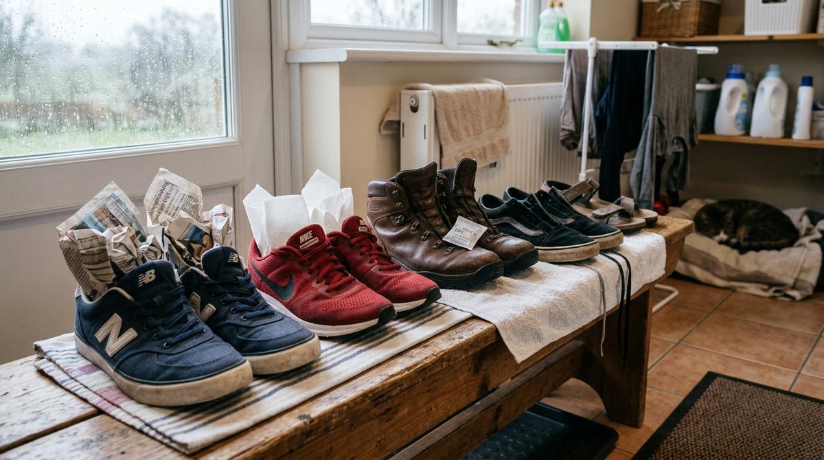 Cara Mengeringkan Sepatu yang Basah karena Hujan Tanpa Merusaknya (AI Generated)