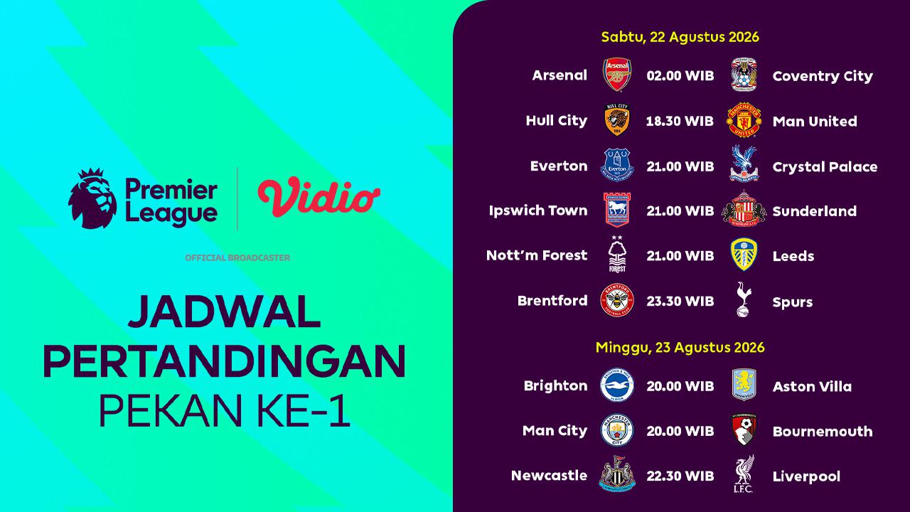 Liga Inggris 2026/27: Rekor Pertemuan Tiga Laga Panas Matchweek Pembuka di Vidio