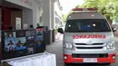 Jajaran Direksi PT Astra International Tbk dan Astra Financial saat video confrence pada acara bantuan satu unit mobil Ambulance Gawat Darurat dan peralatan medis di Rumah Sakit St Carolus, Jakarta, Rabu (8/4/2020). Bantuan tersebut guna memberikan pelayanan kesehatan. (Liputan6.com/HO/Eko)