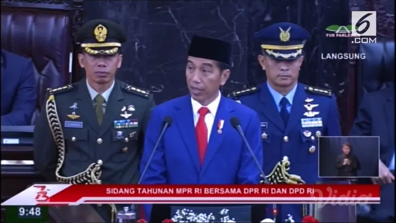 Presiden RI Jokowi berpidato dalam Sidang Tahunan MPR 2018.