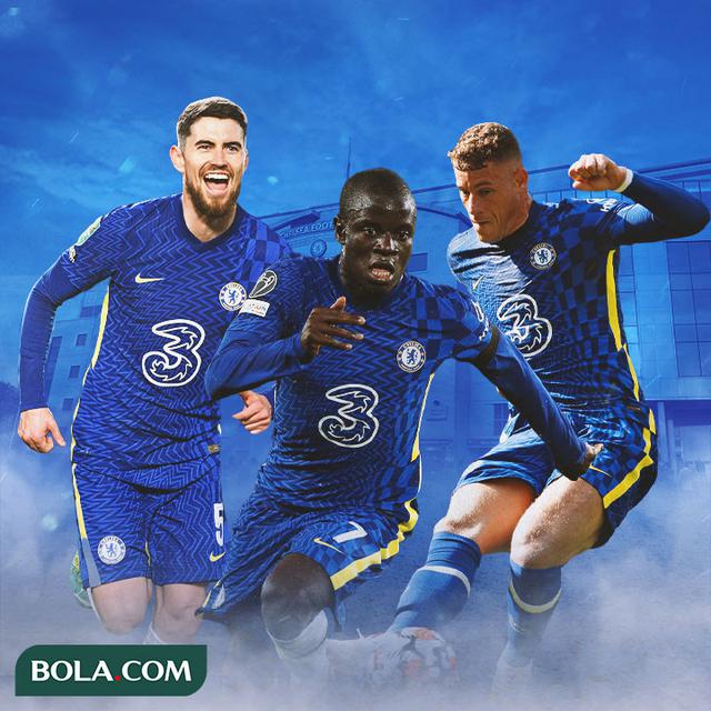 Ilustrasi - Jorginho, Kante, Ross Barkley