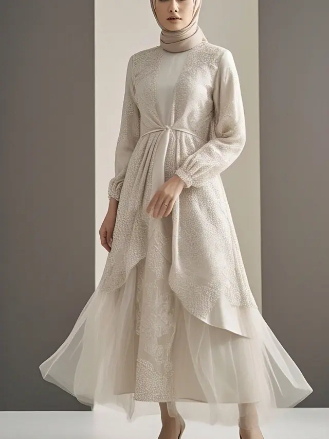 Inspirasi Gamis Putih Brokat Elegan
