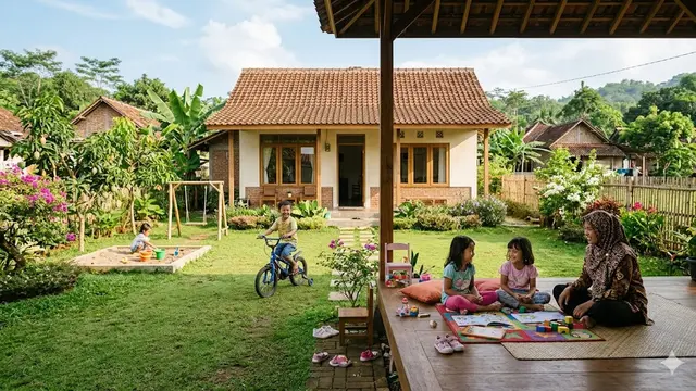 Desain Rumah 1 Lantai Ramah Anak di Desa