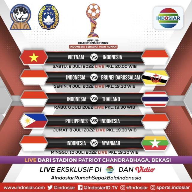 Jadwal Timnas Indonesia U-19 di Piala AFF U-19