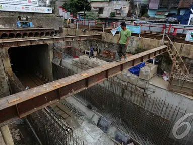 Proyek penambahan Pintu Air Manggarai, Jakarta Selatan, mulai rampung (Liputan6.com/Johan Tallo)