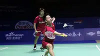 Ganda putra Indonesia Kevin Sanjaya Sukamuljo / Marcus Fernaldi Gideon lolos ke final China Terbuka Super Series Premier 2017. Kevin / Marcus menyingkirkan pasangan tuan rumah, Li Junhui / Liu Yuche, di semifinal, Sabtu (18/11/2017). (Humas PP PBSI)