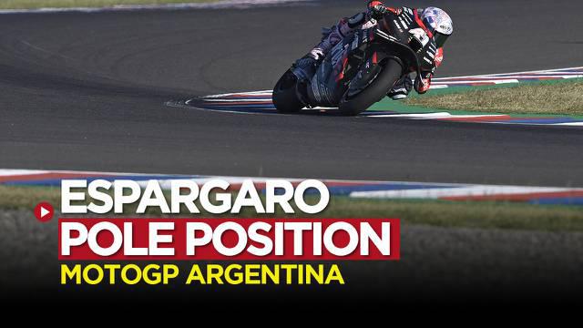 Berita video highlights sesi kualifikasi MotoGP Argentina, Sabtu (2/4/22). Aleix Espargaro dari Apriliia raih Pole Position.