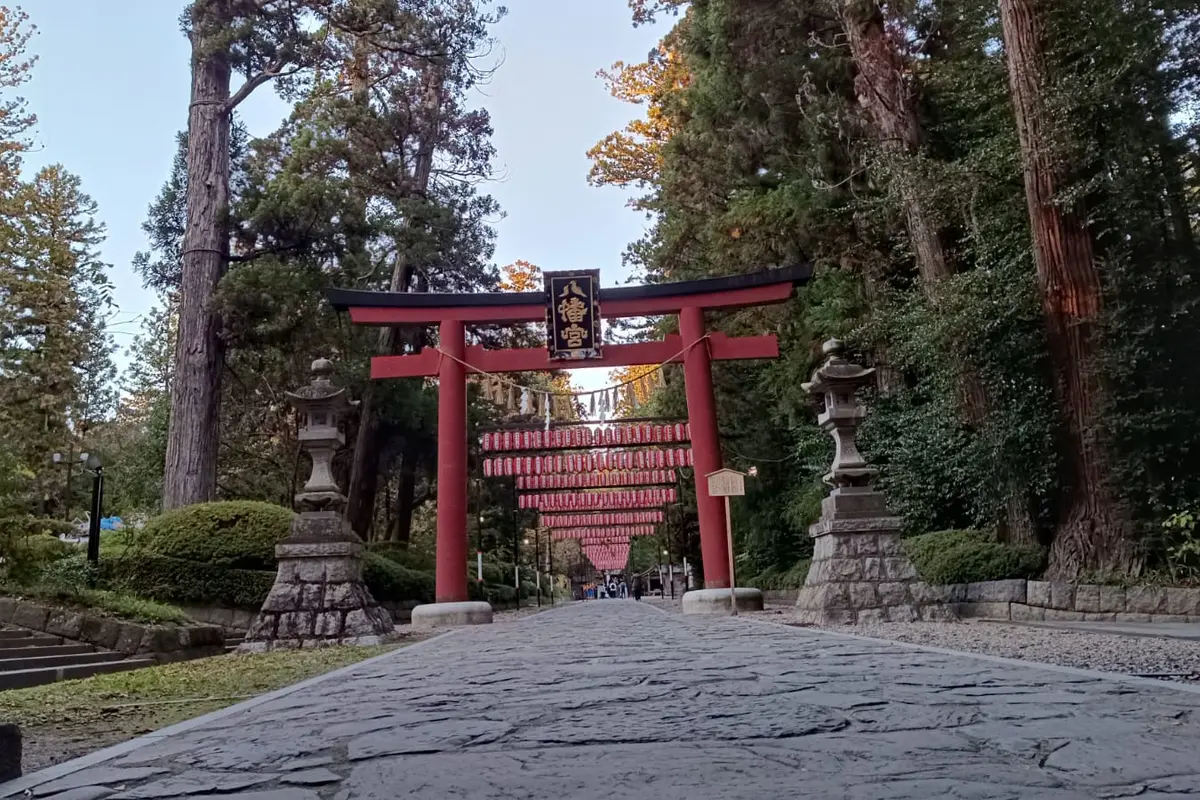 Gerbang Tori menuju Kuil Osaki Hachimangu