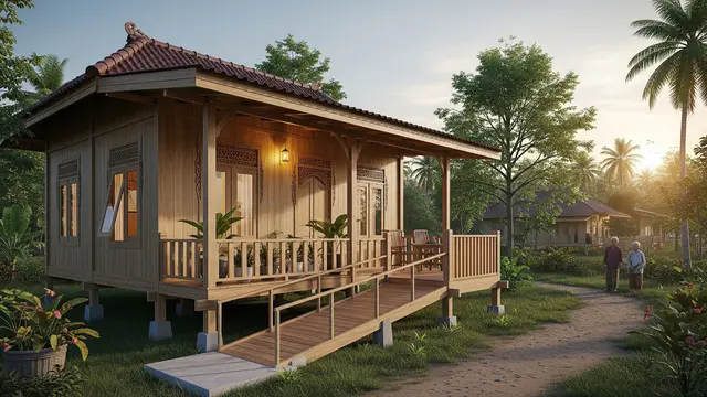 Desain Rumah Sederhana Rp50 Juta di Desa yang Nyaman untuk Lansia/Gemini AI