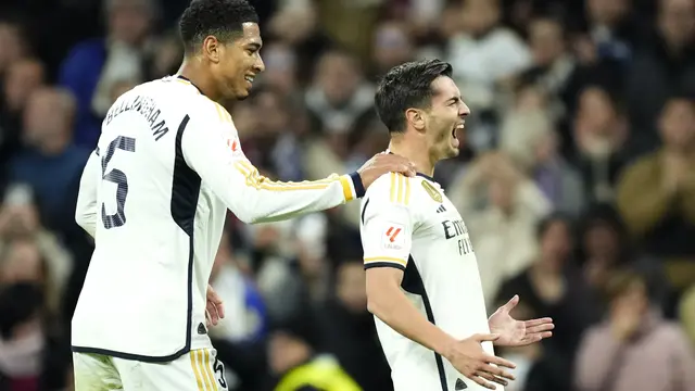 Selebrasi pemain Real Madrid saat melawan Granada