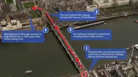 Kronologi teror Inggris yang bermula di Jembatan Westminster, London. (Daily Mail)