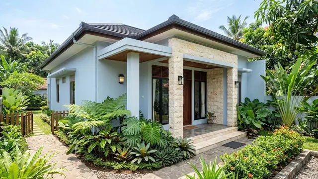 Kombinasi Warna untuk Fasad Rumah yang Menggunakan Batu Alam/AI Generated