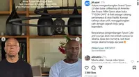 Mike Tyson Liburan ke Bali, Disebut Bakal Buka Jaringan Kafe di Indonesia.&nbsp; foto; (dok.Instagram @jkt.spot/https://www.instagram.com/p/DHYPysAyBnD/Henry)