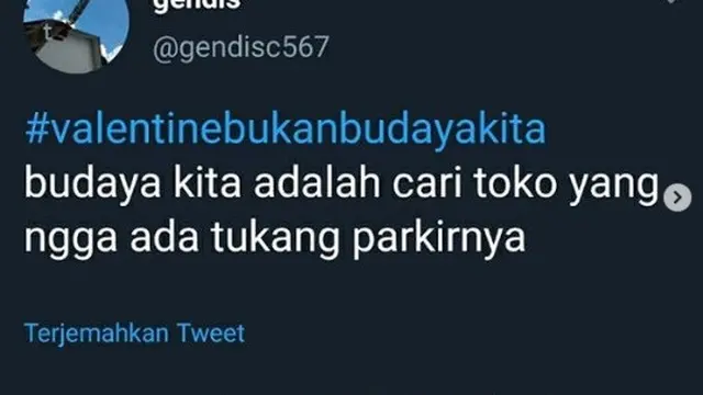 Valentine bukan budaya kita (foto: Twitter/@gendisc567)