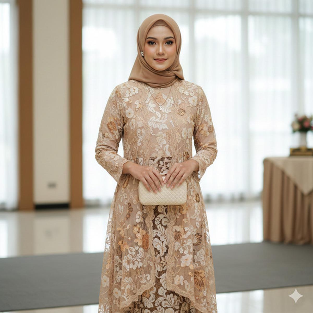 10 Gamis Batik Brokat Warna Netral Favorit 2026, Cocok untuk Berbagai Acara