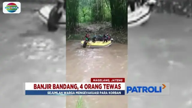 Tengah melakukan survei wisata air di lereng Gunung Merbabu, Magelang, Jawa Tengah, 12 pemandu wisata terseret banjir Sungai Gono.