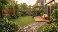 8 Inspirasi Taman dengan Unsur Kayu dan Batu Kali, Kombinasi Alami yang Membuat Rumah Lebih Estetik