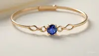Gelang Emas Putih Batu Safir Minimalis (Created by Meta AI)