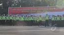 Sejumlah anggota kepolisian mengikuti Apel  "operasi patuh jaya 2015" di lapangan dit lantas Polda metro jaya, Jakarta, Rabu (27/5/2015). Operasi ini merupakan cipta kondisi menjelang bulan ramadhan. (Liputan6.com/Herman Zakharia)