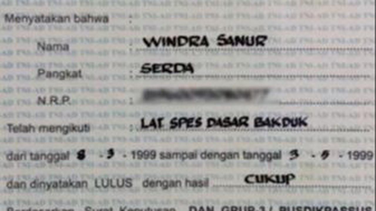 Dalam video, membagikan juga foto sertifikat yang menunjukkan jika Windra pernah mengikuti pelatihan sebagai seorang sniper.<br>