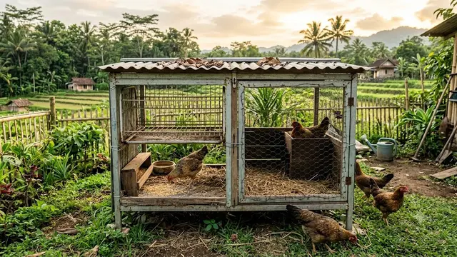 Ide Kandang Ayam Mini dari Kawat Ram Rak Piring Bekas