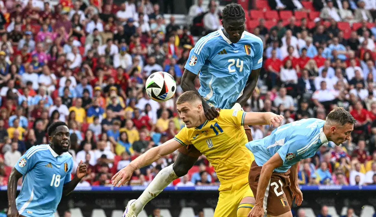 Belgia sukses merebut posisi kedua sehingga lolos langsung ke 16 besar Euro 2024. (THOMAS KIENZLE / AFP)