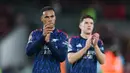 Arsenal melewatkan kesempatan untuk memperlebar keunggulan mereka di Liga Inggris menjadi enam poin setelah Brentford mengguncang The Gunners dalam hasil imbang 1-1, yang memberi Man City harapan dalam perburuan gelar. (AP Photo/Ian Walton)