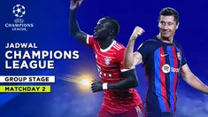 Berita Motion Grafis Jadwal Liga Champions Matchday 2, Duel Raksasa Eropa Bayern Munchen vs Barcelona.
