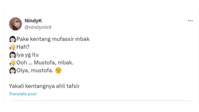 6 Nama Kentang Mustofa Nyeleneh Ini Bikin Ngakak, Netizen Asbun Banget