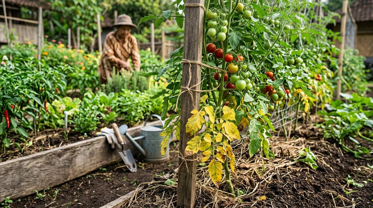 Penyebab Daun Tomat Menguning dari Bagian Bawah dan Cara Mengatasinya (AI Generated)